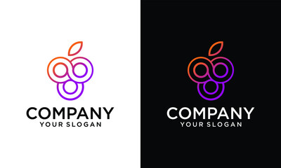 creative grapes icon logo design template