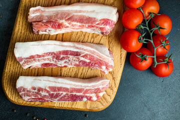 raw pork ribs grilled meat barbecue cook second course snack ready to eat on the table healthy meal snack ingredient top view copy space for text food background rustic