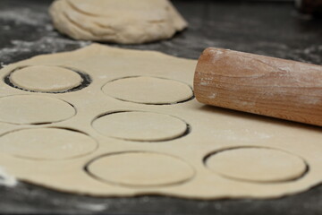 rolling pin and dough