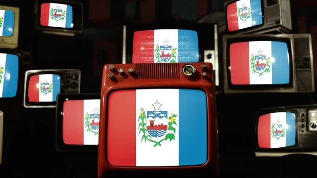 Flag of State of Alagoas, Brazil, And Vintage TVs.