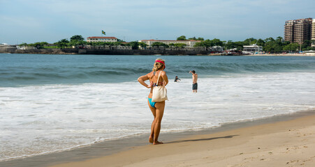  Citizens swimming in the ocean on Copacabana beach