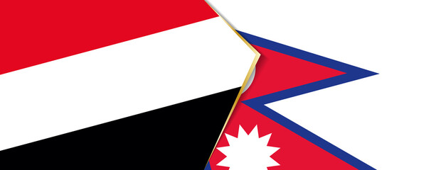 Yemen and Nepal flags, two vector flags.