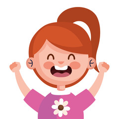 happy cute little girl redhead character vector illustration design