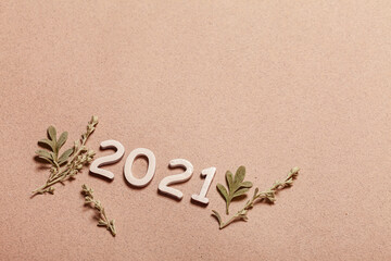 New Year card with plants