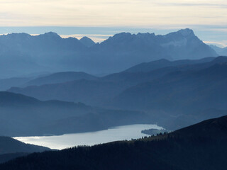 Naklejka premium Panorama view from Benediktenwand mountain, Bavaria, Germany