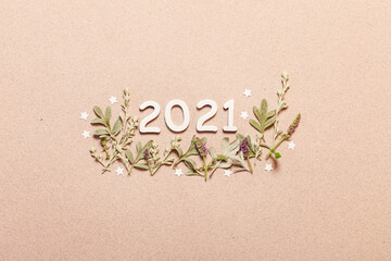 New Year card with plants