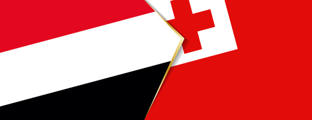 Yemen and Tonga flags, two vector flags.