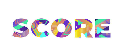 Score Concept Retro Colorful Word Art Illustration