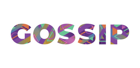 Gossip Concept Retro Colorful Word Art Illustration