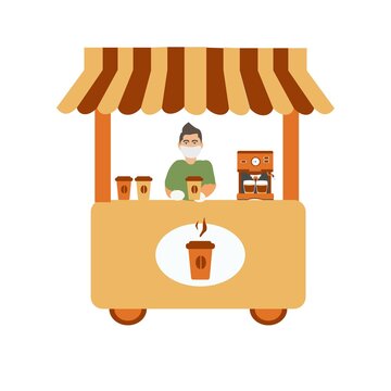 Coffee kiosk Barister wear mask and gloves