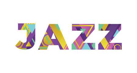 Jazz Concept Retro Colorful Word Art Illustration
