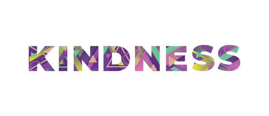 Kindness Concept Retro Colorful Word Art Illustration