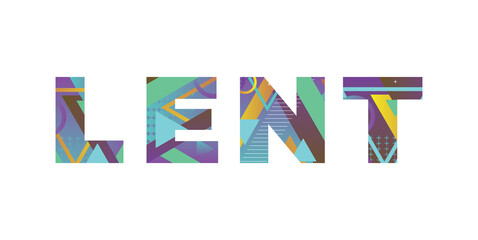 Lent Concept Retro Colorful Word Art Illustration