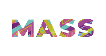 Mass Concept Retro Colorful Word Art Illustration