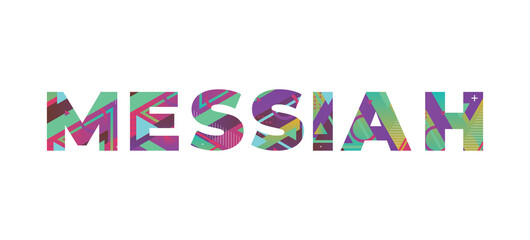 Messiah Concept Retro Colorful Word Art Illustration