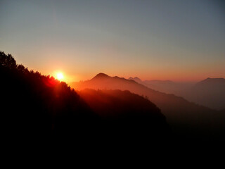 Sunset at Halserspitze mountain tour, Blaubergkamm, Bavaria, Germany