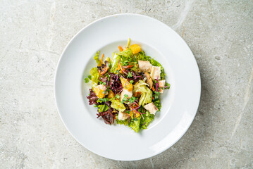 fresh salad with chicken and vegetables