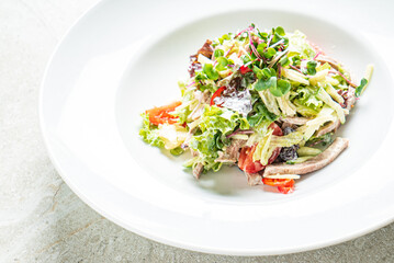 fresh salad with chicken and vegetables