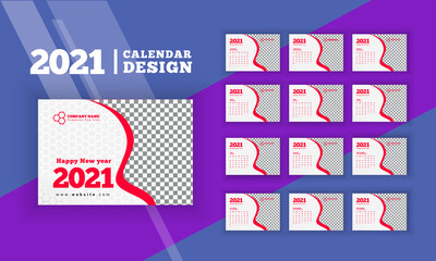 elegant 2021 business style Desk calendar layout template design