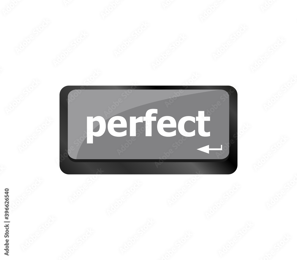 Poster perfect word, keyboard with computer key button