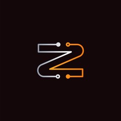 Letter Z logo design template, Abstract technology dot connection design