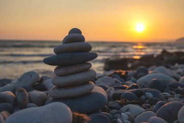 Pebble tower and th esunset