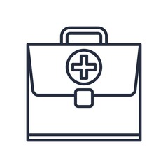 First aid kit suitcase icon. Medical briefcase for patient reports, medical diagnostic reports.