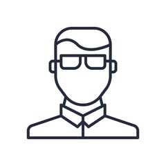 Male avatar icon in line design style. Vector illustration.