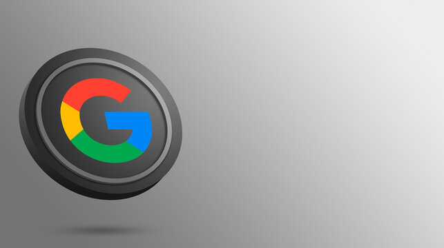 Google Logo Icon On Round Button 3d Render Background