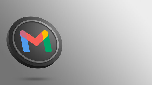 Gmail new logo icon on round button 3d render background