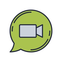 Video chat icon illustration design. Online meeting, virtual learning symbol.