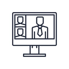 Online meeting, video conference, virtual training icon. Remote work or school concept vector illustration.