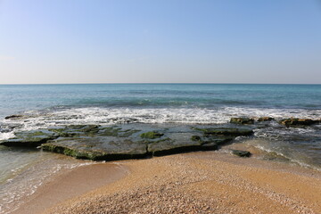 Mediterranean coast with stones Israel Netanya