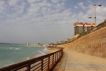 Obraz premium the promenade along the blue sea, the Israel Netanya