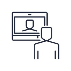 Online meeting, video conference, virtual training icon. Remote work or school concept vector illustration.