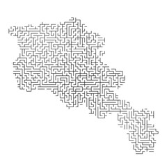 Obraz premium Armenia map from black pattern of the maze grid. Vector illustration.
