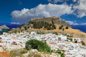 Obraz premium Lindos Acropolis Rhodes Greece,mediterranean,Europe 