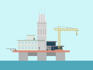 Obraz premium Oil platform in flat style isolated on white background. Industrial machine for extraction of petroleum.