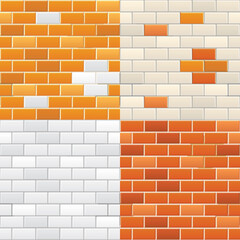 Brick wall seamless pattern. White, Beige and Classic Orange stonewall texture collection