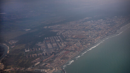  View of the city of Fiumicino from the aircraft
