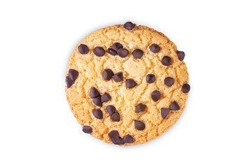 Cookies with chocolate drops on a white isolated background
