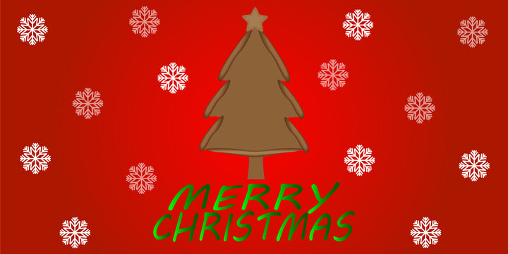 Merry Christmas background with greetings and ginger cookies. Layout of snowflakes and gingerbread. Vector illustration.