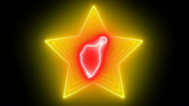 Stella gialla con interno sagoma di Babbo Natale.