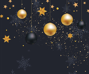 Christmas greeting card with golden balls