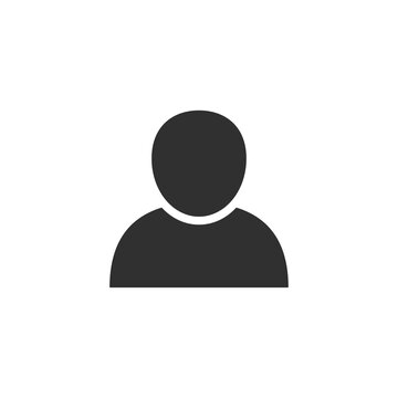 User icon. Person black symbol. Human avatar silhouette. Admin profile picture illustration. Vector isolated on white.