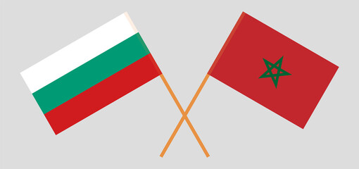 Crossed flags of Bulgaria and Morocco