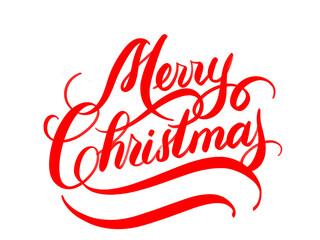 Merry Christmas calligraphy hand lettering design for greeting cards and poster.