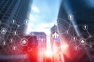 3D Gears and people icons. Social Media Concept. Unique background for your business.