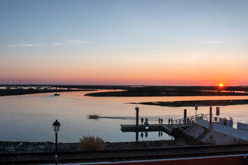 Beautiful sunset at Faro city.