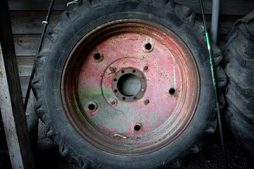 old tractor wheel